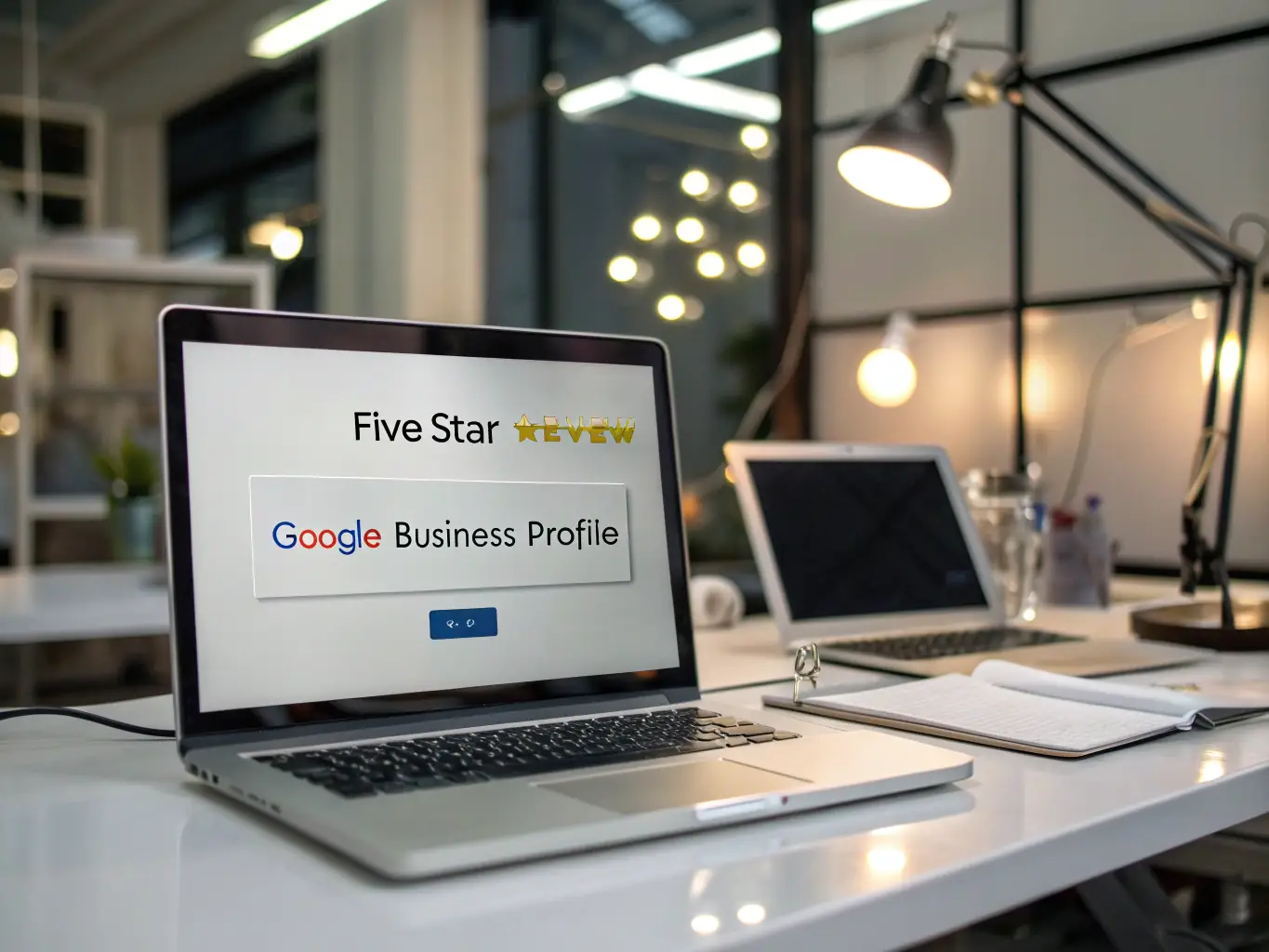 An image showing a Google Business Profile dashboard with high ratings and optimized listing details, used to illustrate the Google Business Profile Management service.